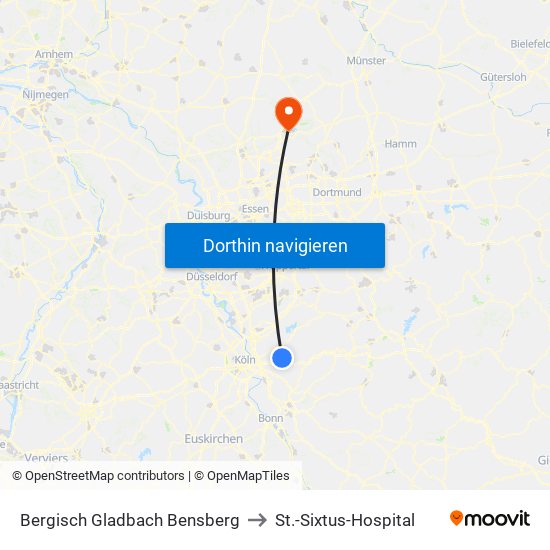 Bergisch Gladbach Bensberg to St.-Sixtus-Hospital map