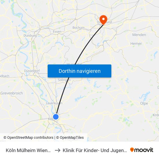 Köln Mülheim Wiener Platz to Klinik Für Kinder- Und Jugendmedizin map