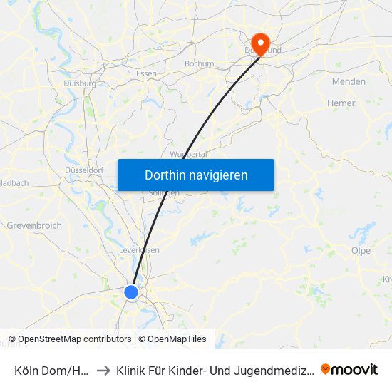 Köln Dom/Hbf to Klinik Für Kinder- Und Jugendmedizin map