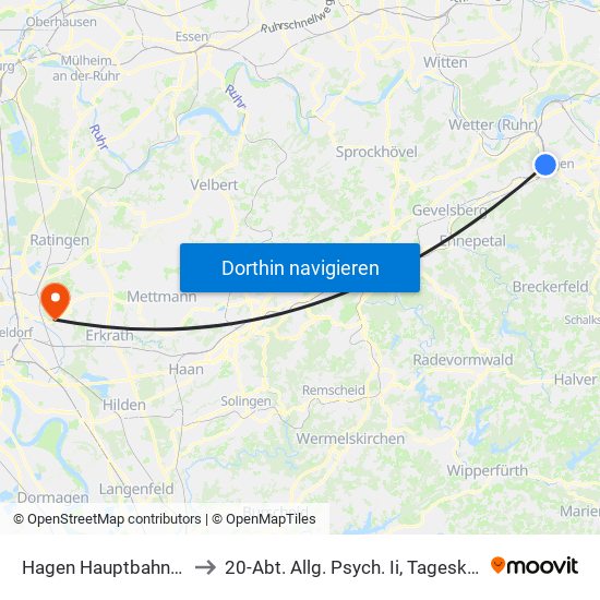 Hagen Hauptbahnhof to 20-Abt. Allg. Psych. Ii, Tagesklinik map