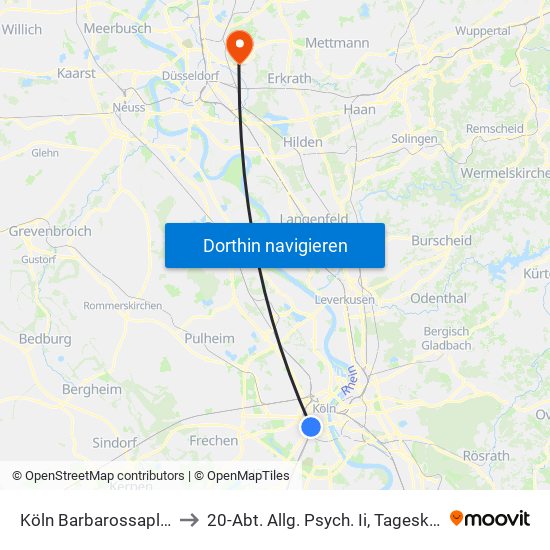 Köln Barbarossaplatz to 20-Abt. Allg. Psych. Ii, Tagesklinik map