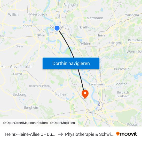 Heinr.-Heine-Allee U - Düsseldorf to Physiotherapie & Schwimmbad map