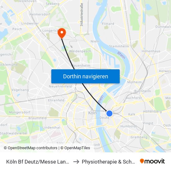 Köln Bf Deutz/Messe Lanxess Arena to Physiotherapie & Schwimmbad map