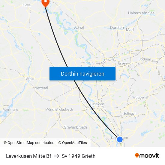 Leverkusen Mitte Bf to Sv 1949 Grieth map