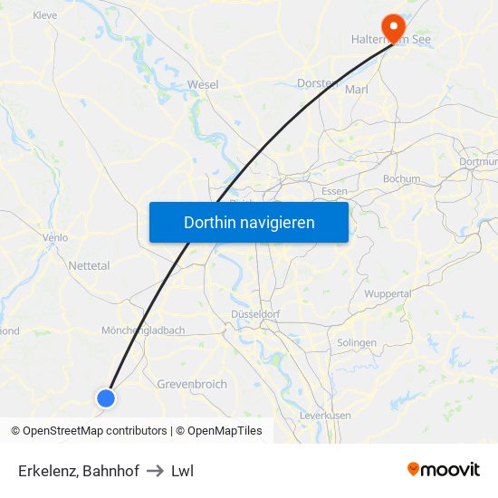 Erkelenz, Bahnhof to Lwl map