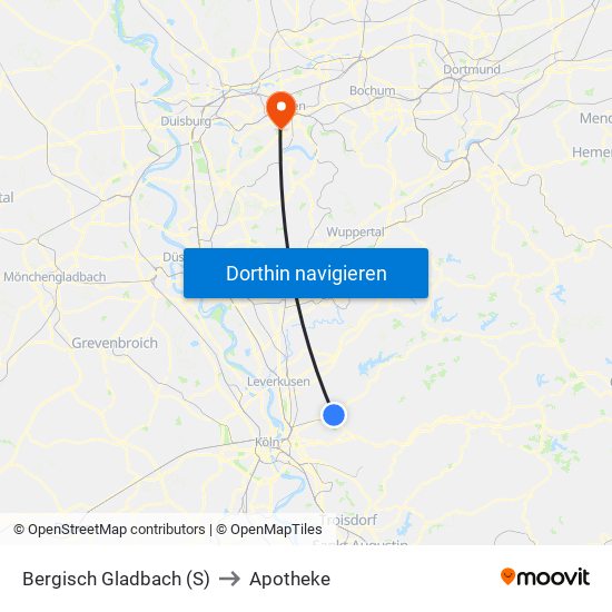Bergisch Gladbach (S) to Apotheke map