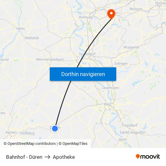 Bahnhof - Düren to Apotheke map