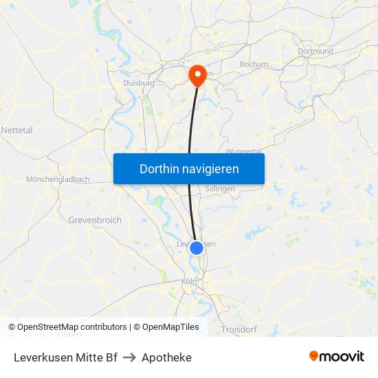 Leverkusen Mitte Bf to Apotheke map