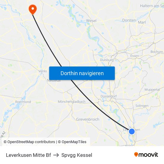 Leverkusen Mitte Bf to Spvgg Kessel map