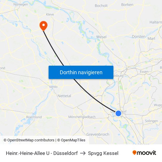 Heinr.-Heine-Allee U - Düsseldorf to Spvgg Kessel map