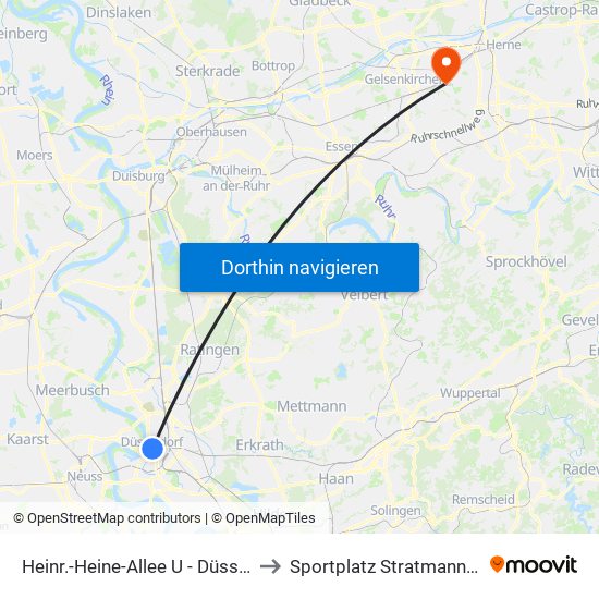 Heinr.-Heine-Allee U - Düsseldorf to Sportplatz Stratmanns Hof map