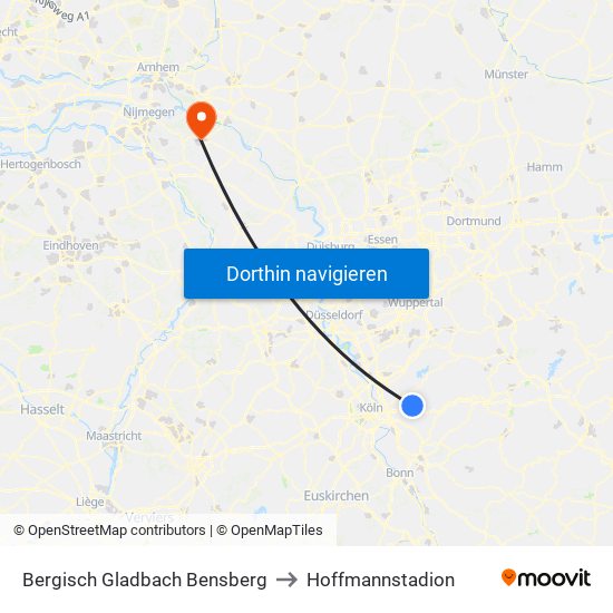 Bergisch Gladbach Bensberg to Hoffmannstadion map