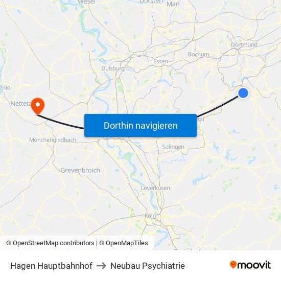 Hagen Hauptbahnhof to Neubau Psychiatrie map