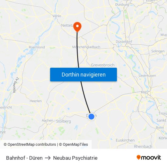 Bahnhof - Düren to Neubau Psychiatrie map