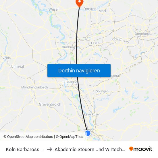 Köln Barbarossaplatz to Akademie Steuern Und Wirtschaft Gmbh map