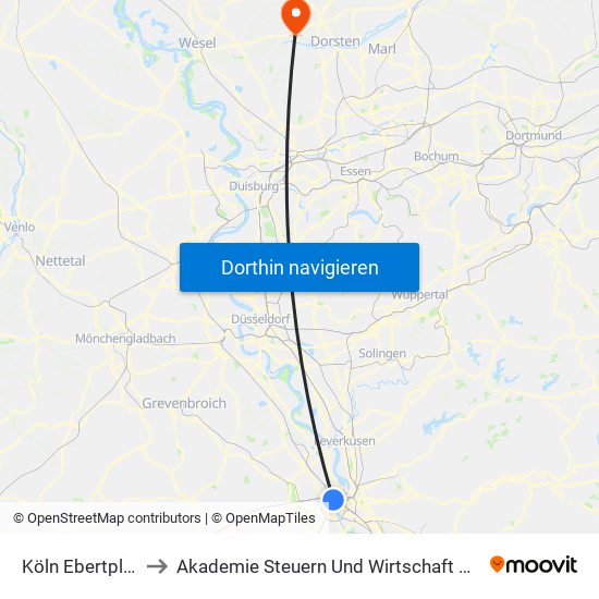 Köln Ebertplatz to Akademie Steuern Und Wirtschaft Gmbh map