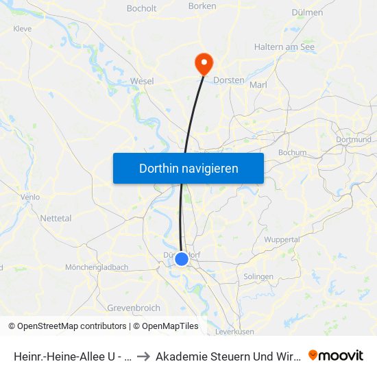 Heinr.-Heine-Allee U - Düsseldorf to Akademie Steuern Und Wirtschaft Gmbh map