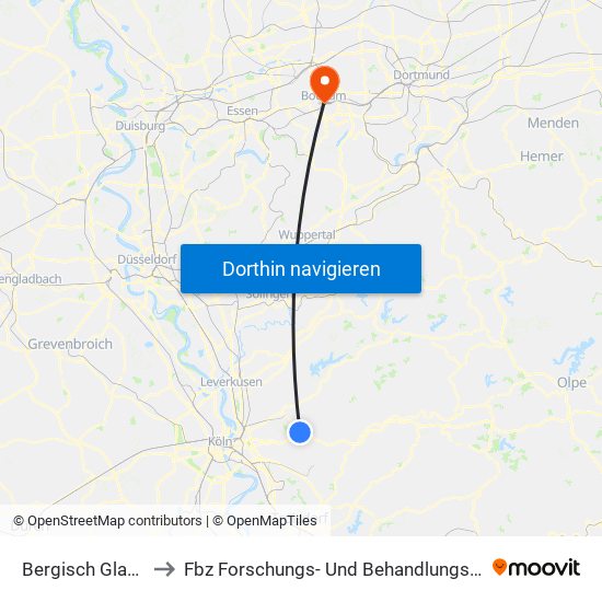 Bergisch Gladbach Bensberg to Fbz Forschungs- Und Behandlungszentrum Für Psychische Gesundheit map