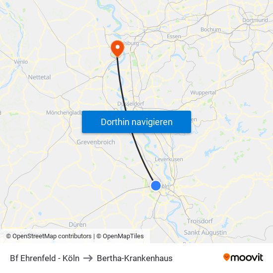 Bf Ehrenfeld - Köln to Bertha-Krankenhaus map