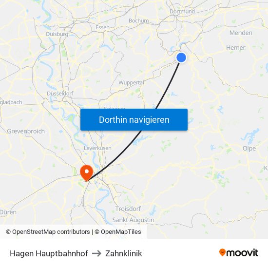 Hagen Hauptbahnhof to Zahnklinik map