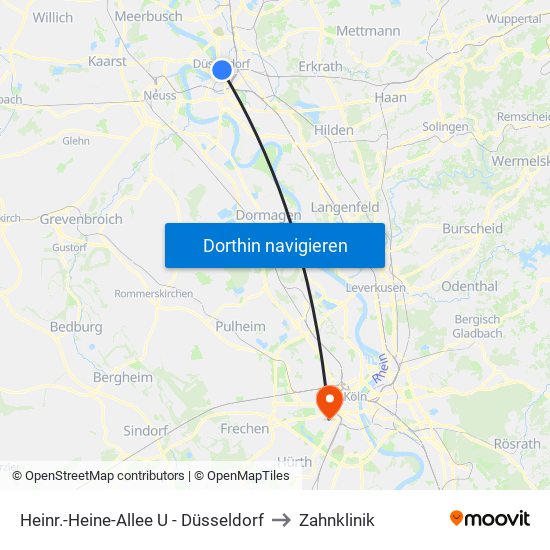 Heinr.-Heine-Allee U - Düsseldorf to Zahnklinik map