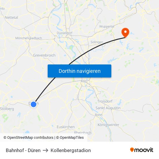 Bahnhof - Düren to Kollenbergstadion map