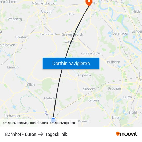 Bahnhof - Düren to Tagesklinik map