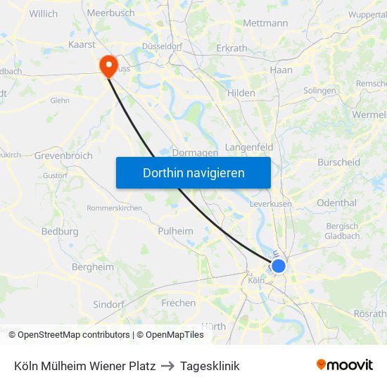 Köln Mülheim Wiener Platz to Tagesklinik map