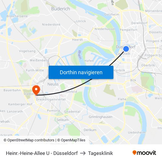 Heinr.-Heine-Allee U - Düsseldorf to Tagesklinik map