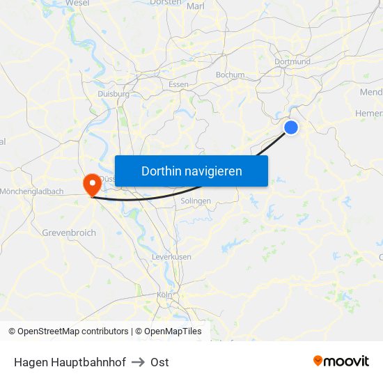 Hagen Hauptbahnhof to Ost map