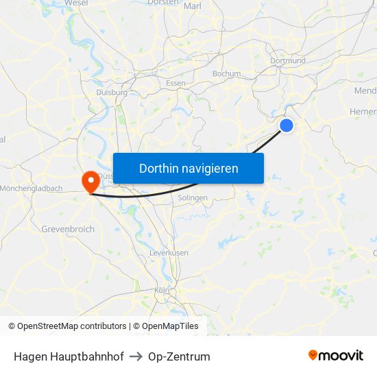 Hagen Hauptbahnhof to Op-Zentrum map