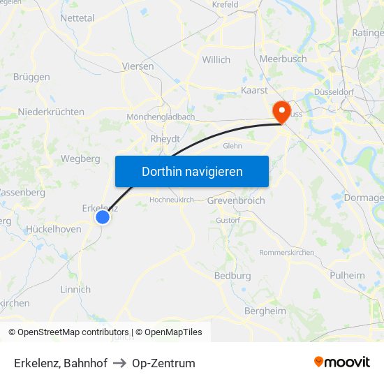 Erkelenz, Bahnhof to Op-Zentrum map