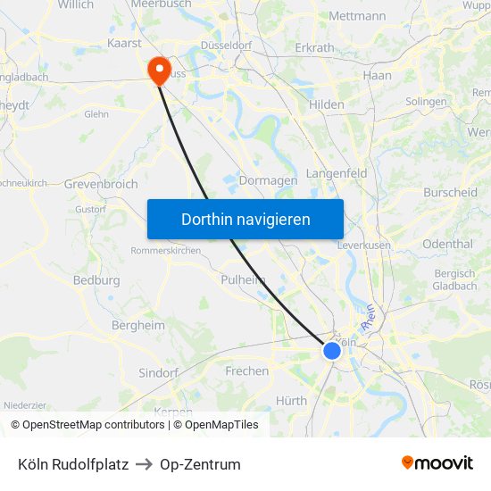 Köln Rudolfplatz to Op-Zentrum map