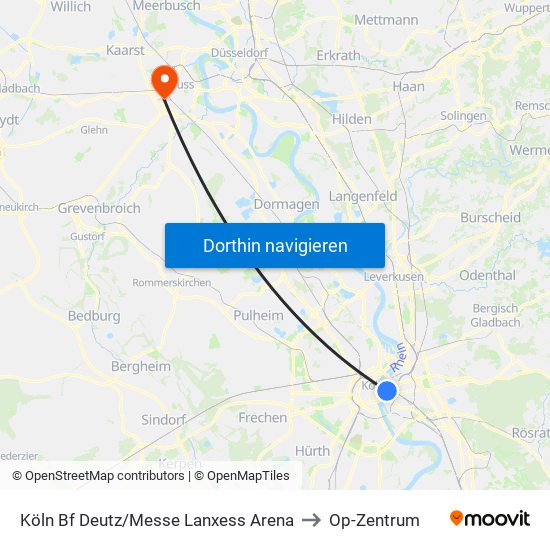 Köln Bf Deutz/Messe Lanxess Arena to Op-Zentrum map