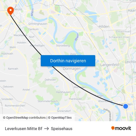 Leverkusen Mitte Bf to Speisehaus map