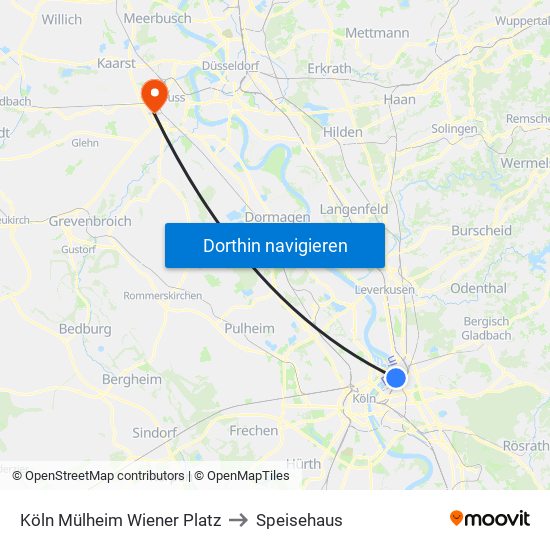 Köln Mülheim Wiener Platz to Speisehaus map