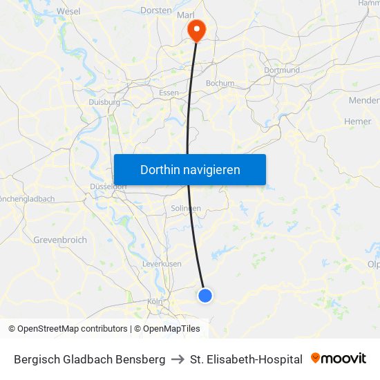 Bergisch Gladbach Bensberg to St. Elisabeth-Hospital map
