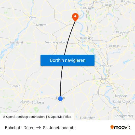 Bahnhof - Düren to St. Josefshospital map