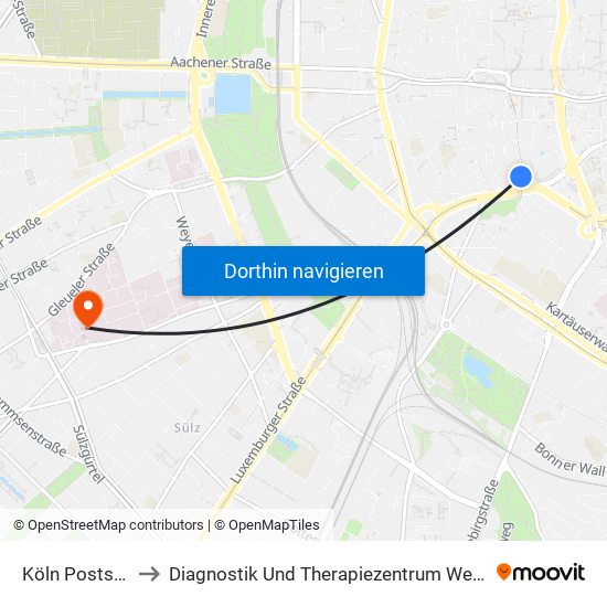 Köln Poststr. to Diagnostik Und Therapiezentrum West map