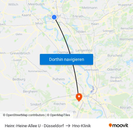 Heinr.-Heine-Allee U - Düsseldorf to Hno-Klinik map
