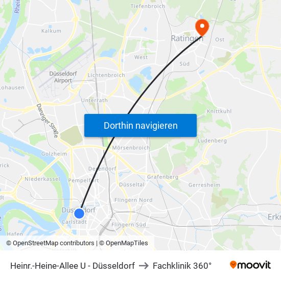 Heinr.-Heine-Allee U - Düsseldorf to Fachklinik 360° map