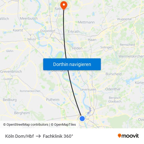 Köln Dom/Hbf to Fachklinik 360° map