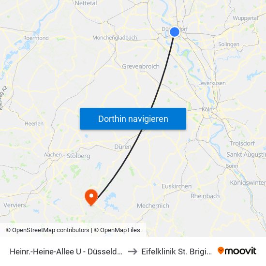 Heinr.-Heine-Allee U - Düsseldorf to Eifelklinik St. Brigida map