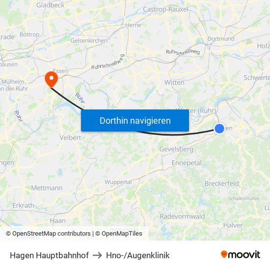 Hagen Hauptbahnhof to Hno-/Augenklinik map