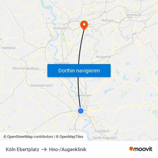 Köln Ebertplatz to Hno-/Augenklinik map