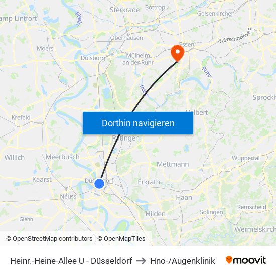 Heinr.-Heine-Allee U - Düsseldorf to Hno-/Augenklinik map