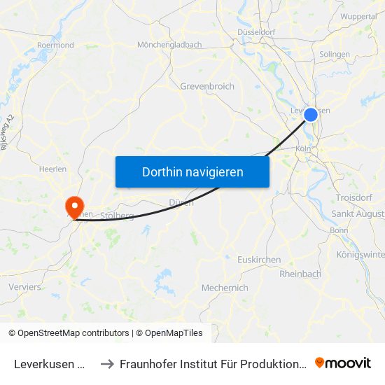 Leverkusen Mitte Bf to Fraunhofer Institut Für Produktionstechnologie map