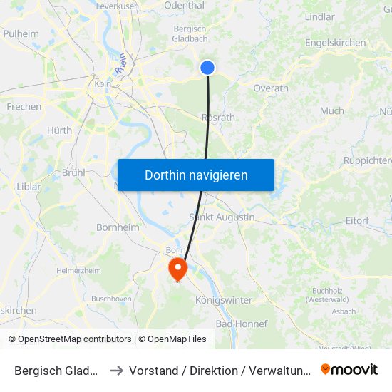 Bergisch Gladbach Bensberg to Vorstand / Direktion / Verwaltung I / Kasse / Fundbüro / Mvz map
