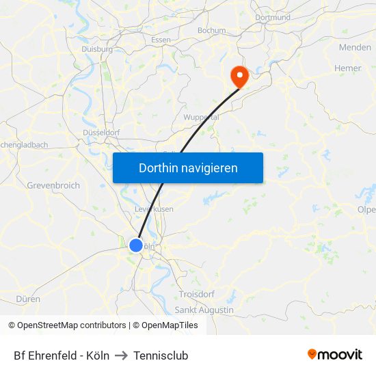 Bf Ehrenfeld - Köln to Tennisclub map