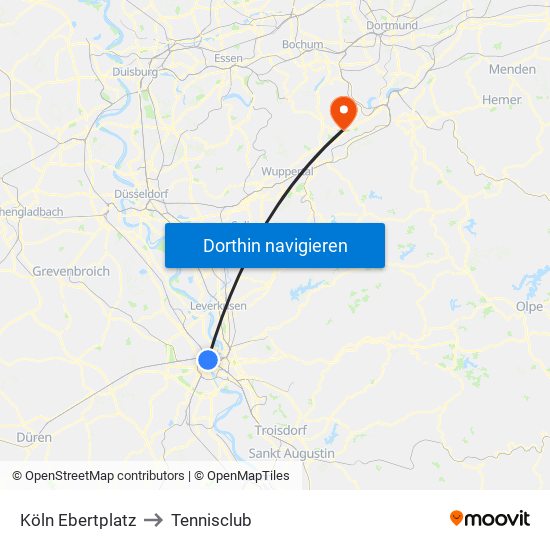 Köln Ebertplatz to Tennisclub map